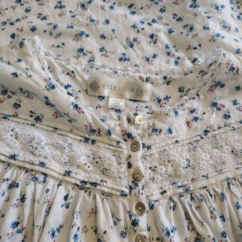 Eileen West Womens Floral 100% Cotton Nightgown Cottagecore Ditsy Size Small EUC - Picture 4 of 7